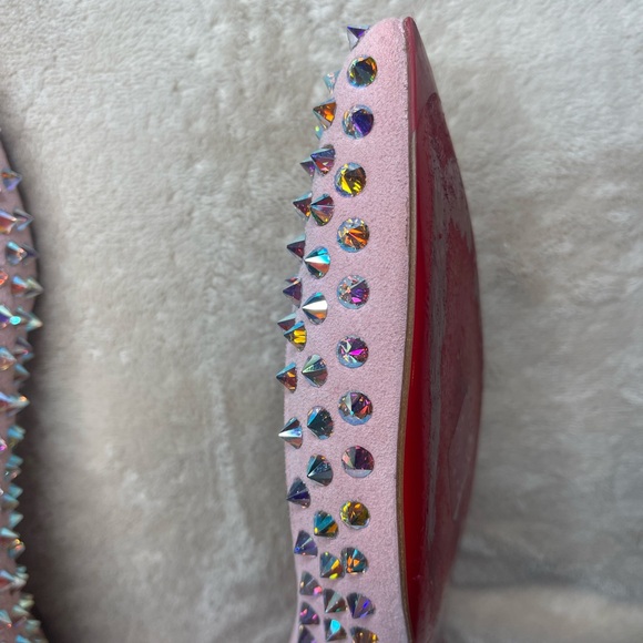 CHRISTIAN LOUBOUTIN KRYSTALIC FLAT SUEDE/CRYSTAL SPYKES - Picture 11 of 13